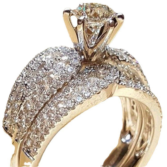 Wholesale Alloy Geometric Fashion Women's Twopiece Ring With Electroplating