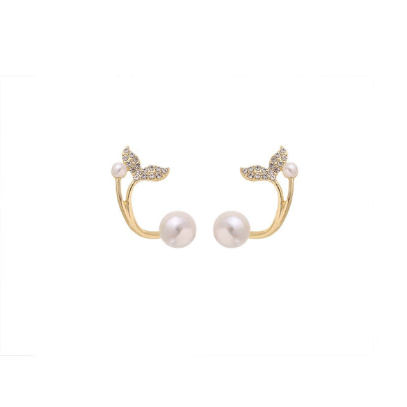 Wholesale Alloy Geometric Fishtail Pearl Earrings For Women Electroplated
