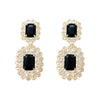 Wholesale Alloy Geometric Full Diamond Exaggerated Heavy Industry Retro Cold Style Light Luxury Earrings For Women