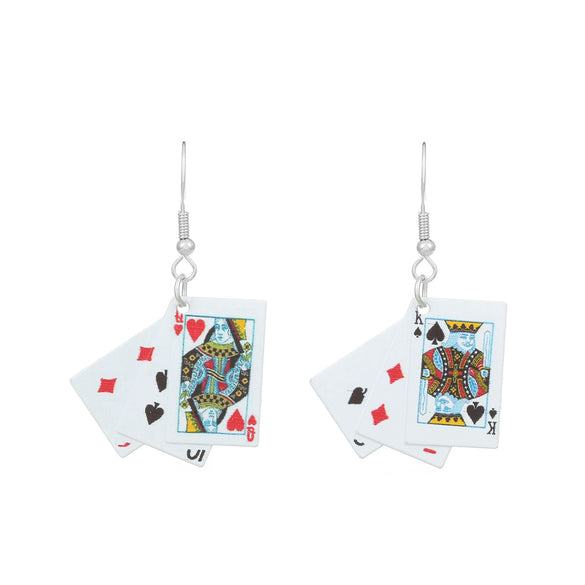 Wholesale Alloy Geometric Handmade Playing Card Earrings For Women With Electroplating