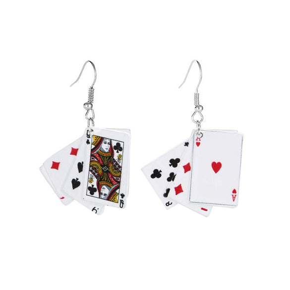 Wholesale Alloy Geometric Handmade Playing Card Earrings For Women With Electroplating