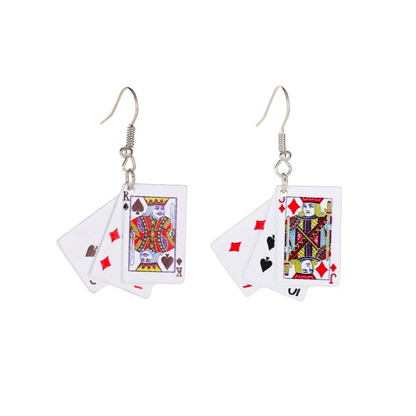 Wholesale Alloy Geometric Handmade Playing Card Earrings For Women With Electroplating