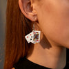 Wholesale Alloy Geometric Handmade Playing Card Earrings For Women With Electroplating