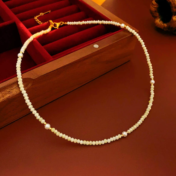 Wholesale Alloy Geometric Handmade Versatile Clavicle Chain Beaded Pearl Necklace