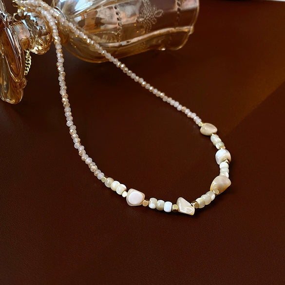 Wholesale Alloy Geometric Handmade Versatile Clavicle Chain Beaded Pearl Necklace