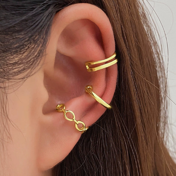 Wholesale Alloy Geometric Hollow Chain Ushaped Ear Clip For Women Electroplated Simple Cold Style Earrings