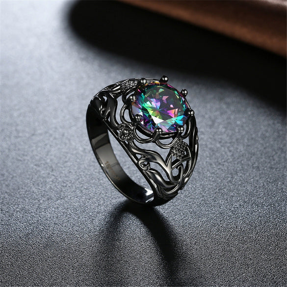 Wholesale Alloy Geometric Hollow Zircon Ring With Electroplating For Women