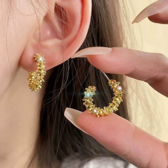 Wholesale Alloy Geometric Irregular Broken Cshaped Women's Earrings Electroplated Simple Light Luxury Style