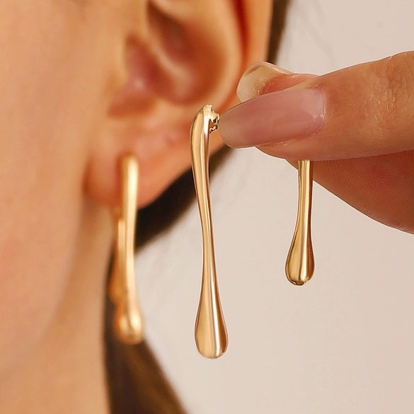 Wholesale Alloy Geometric Irregular Line Water Drop Earrings For Women With Electroplating
