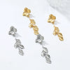 Wholesale Alloy Geometric Leaf Petals Pleated Tassel Earrings For Women Light Luxury Style Electroplated