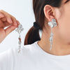 Wholesale Alloy Geometric Leaf Petals Pleated Tassel Earrings For Women Light Luxury Style Electroplated