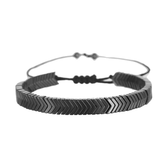 Wholesale Alloy Geometric Love Flat And Round Beads Hand Woven Adjustable Unisex Bracelet
