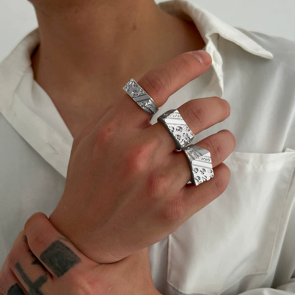 Wholesale Alloy Geometric Men's Hiphop Style Ring With Electroplating