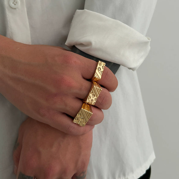 Wholesale Alloy Geometric Men's Hiphop Style Ring With Electroplating