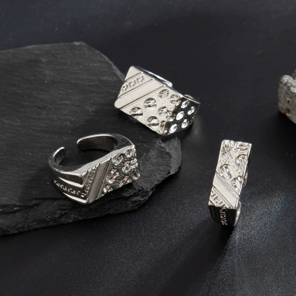 Wholesale Alloy Geometric Men's Hiphop Style Ring With Electroplating
