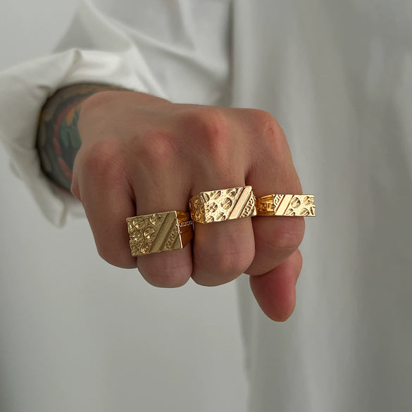 Wholesale Alloy Geometric Men's Hiphop Style Ring With Electroplating