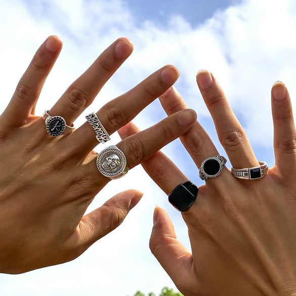 Wholesale Alloy Geometric Men's Ring Electroplated Simple Retro Style