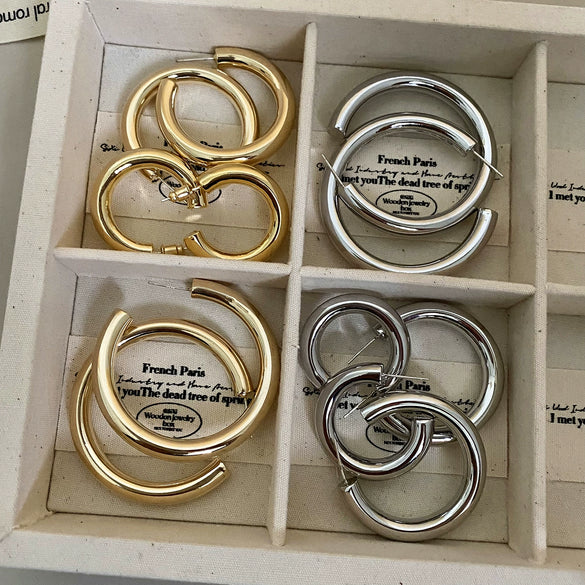 Wholesale Alloy Geometric Metal Earrings With S925 Silver Needle Goldplated For Women