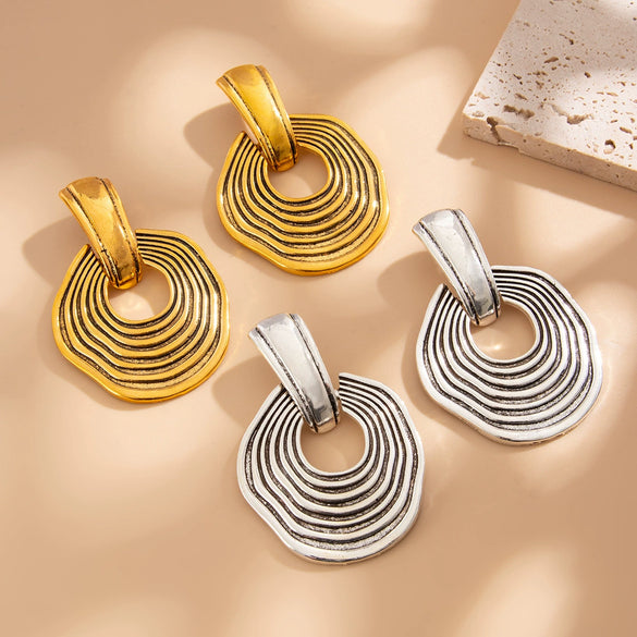 Wholesale Alloy Geometric Metal Thread Electroplated Retro Exaggerated Women's Earrings