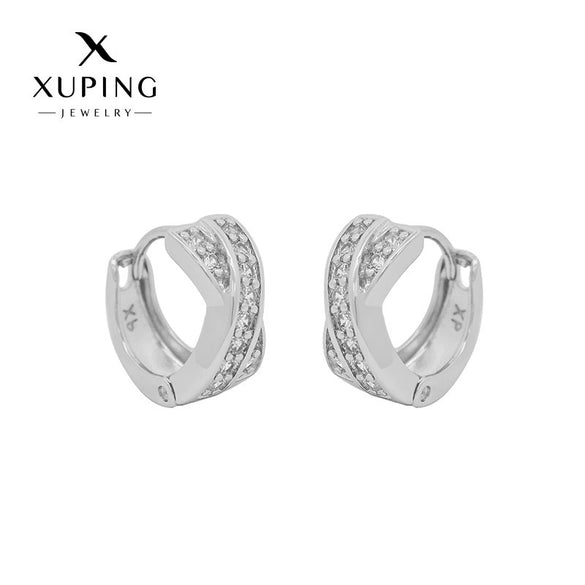 Wholesale Alloy Geometric Micro Inlaid Zircon Round Ear Buckle Electroplated Women's Earrings Jewelry