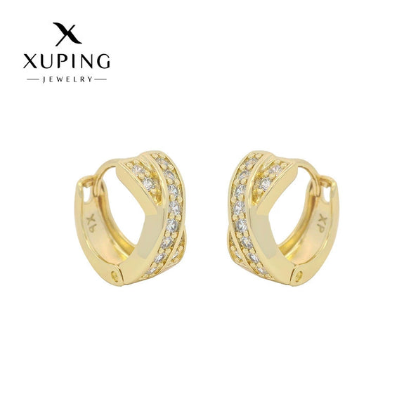 Wholesale Alloy Geometric Micro Inlaid Zircon Round Ear Buckle Electroplated Women's Earrings Jewelry