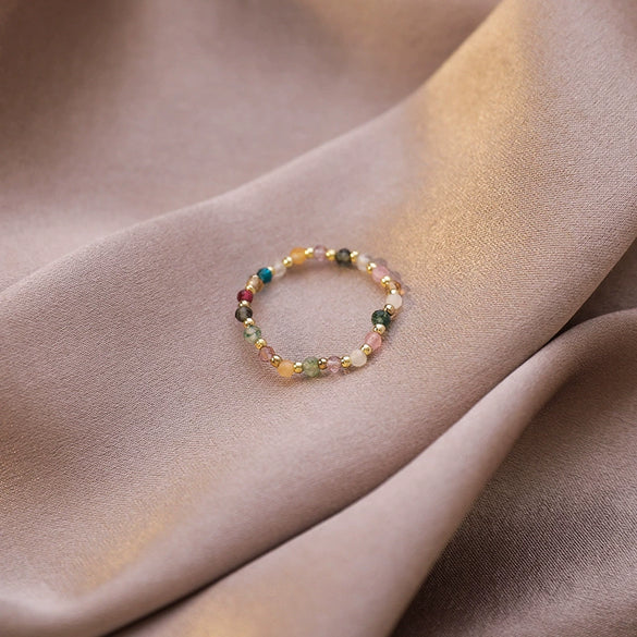 Wholesale Alloy Geometric Natural Style Stacked Joint Stretch Beaded Pearl Ring For Women
