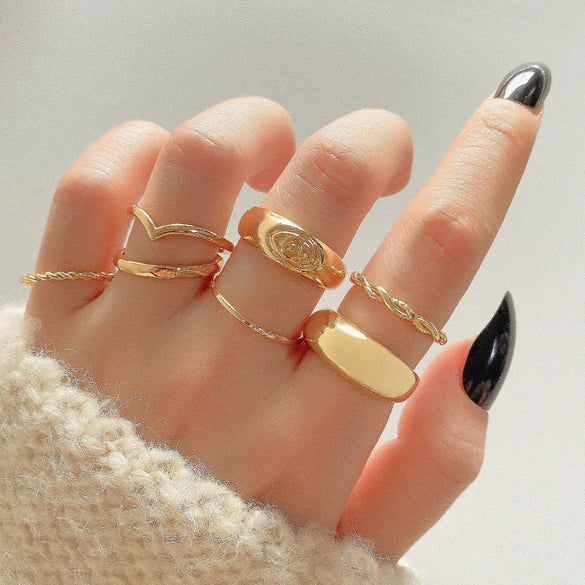 Wholesale Alloy Geometric Niche Twist Ring Set For Women Electroplated