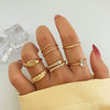 Wholesale Alloy Geometric Niche Twist Ring Set For Women Electroplated