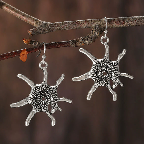 Wholesale Alloy Geometric Oval Spiral Hollow Pendant Earrings For Women Electroplated Retro Bohemian Style