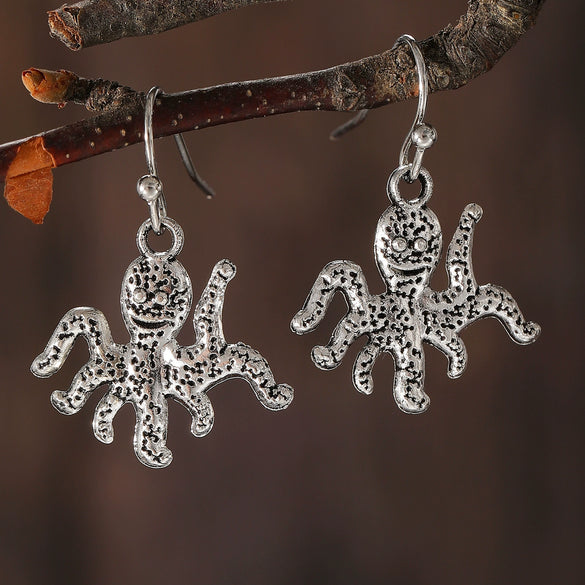 Wholesale Alloy Geometric Oval Spiral Hollow Pendant Earrings For Women Electroplated Retro Bohemian Style