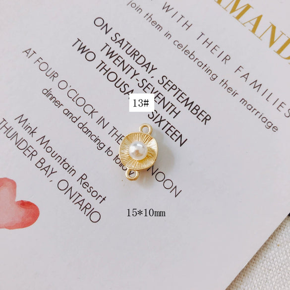 Wholesale Alloy Geometric Pearl Flower Shaped Diy Jewelry Accessories Earrings Bracelet Pendant With Electroplating