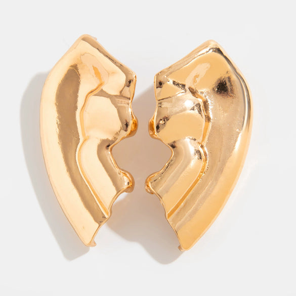 Wholesale Alloy Geometric Pleated Ear Contour Earrings For Women With Futuristic Style And Electroplating Treatment