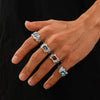 Wholesale Alloy Geometric Pleated Metal Gem Ring For Men With Electroplating Treatment