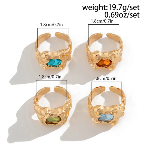 Wholesale Alloy Geometric Pleated Metal Gem Ring For Men With Electroplating Treatment