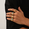 Wholesale Alloy Geometric Pleated Metal Gem Ring For Men With Electroplating Treatment