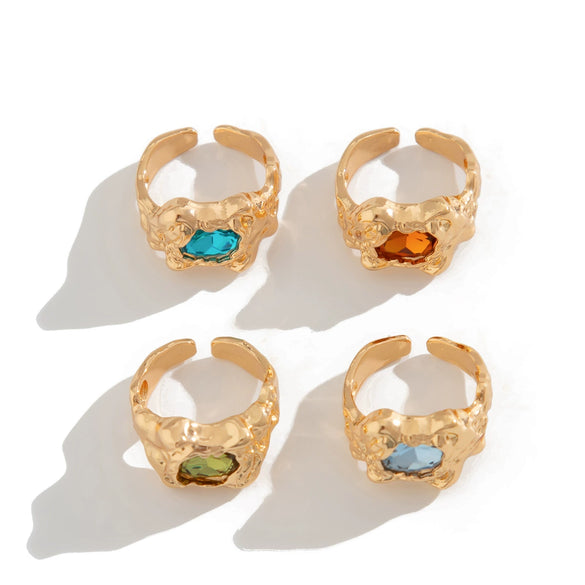 Wholesale Alloy Geometric Pleated Metal Gem Ring For Men With Electroplating Treatment