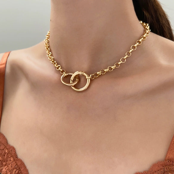 Wholesale Alloy Geometric Punk Metal Necklace Choker Clavicle Chain With Electroplating