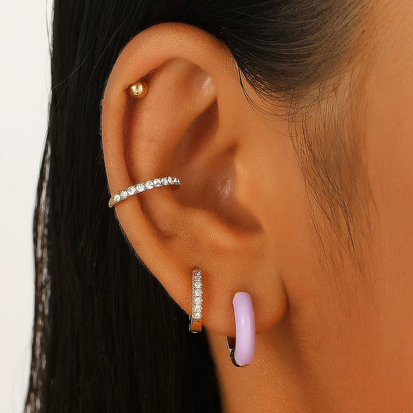 Wholesale Alloy Geometric Punk Style Electroplated Ear Clip Earrings For Women