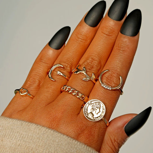 Wholesale Alloy Geometric Relief Portrait Retro Diamond Ring Unisex