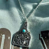 Wholesale Alloy Geometric Retro Carved Turquoise Pendant Necklace With Electroplating And Water Wave Chain For Women