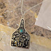Wholesale Alloy Geometric Retro Carved Turquoise Pendant Necklace With Electroplating And Water Wave Chain For Women