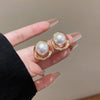 Wholesale Alloy Geometric Retro Circle Pearl Earrings For Women Electroplated Design