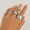 Wholesale Alloy Geometric Retro Electroplated Women's Ring Set With Irregular Smooth Opening Texture