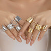 Wholesale Alloy Geometric Retro Electroplated Women's Ring Set With Irregular Smooth Opening Texture