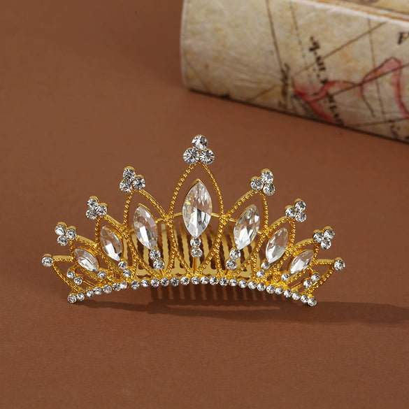 Wholesale Alloy Geometric Rhinestone Comb Crown Electroplated Hair Accessories For Girls