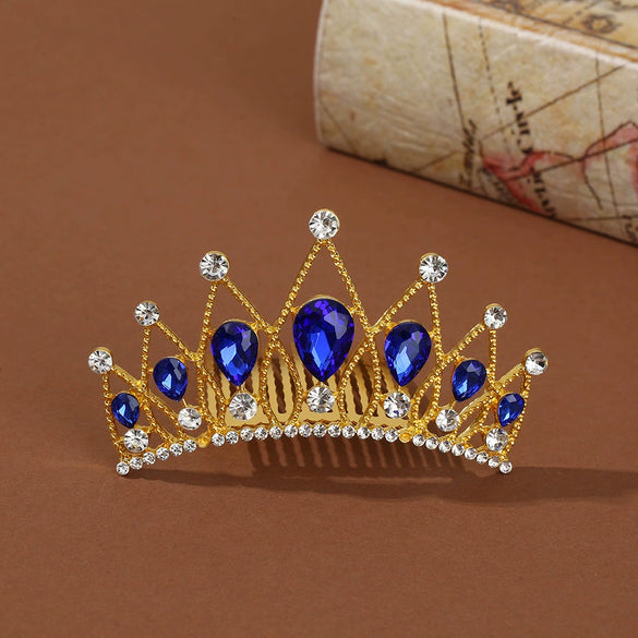 Wholesale Alloy Geometric Rhinestone Comb Crown Electroplated Hair Accessories For Girls