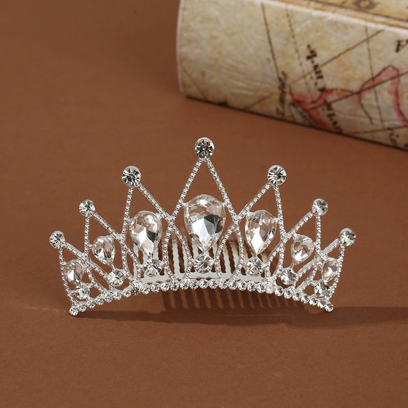 Wholesale Alloy Geometric Rhinestone Comb Crown Electroplated Hair Accessories For Girls