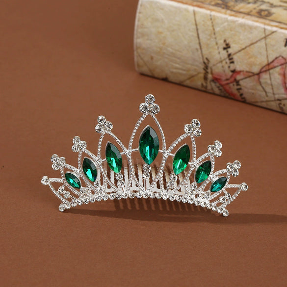 Wholesale Alloy Geometric Rhinestone Comb Crown Electroplated Hair Accessories For Girls