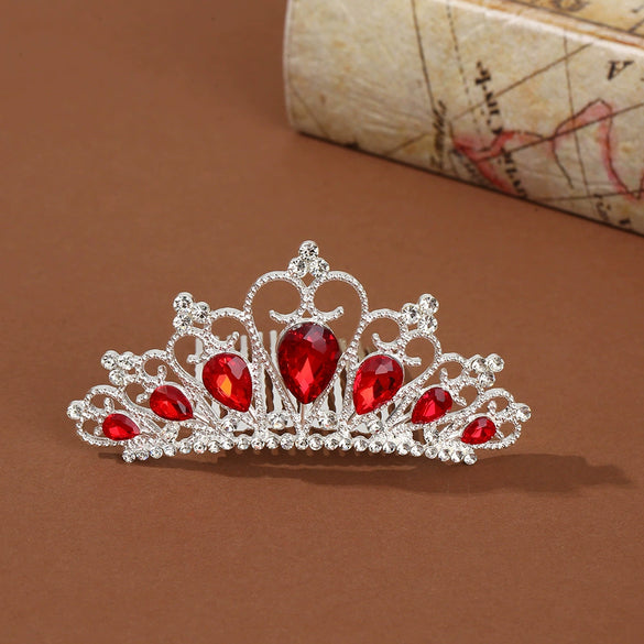 Wholesale Alloy Geometric Rhinestone Comb Crown Electroplated Hair Accessories For Girls