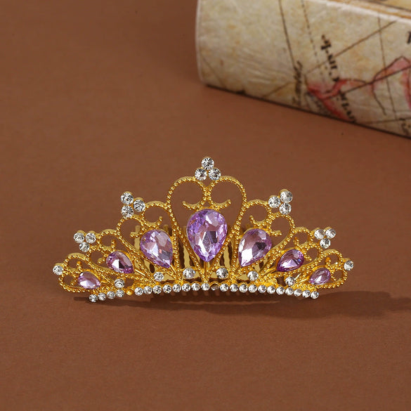 Wholesale Alloy Geometric Rhinestone Comb Crown Electroplated Hair Accessories For Girls